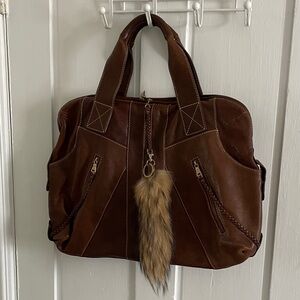 Andrew Marc Brown Leather Tote Bag